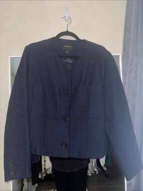 Banana Republic Navy Cropped Textured Blazer
